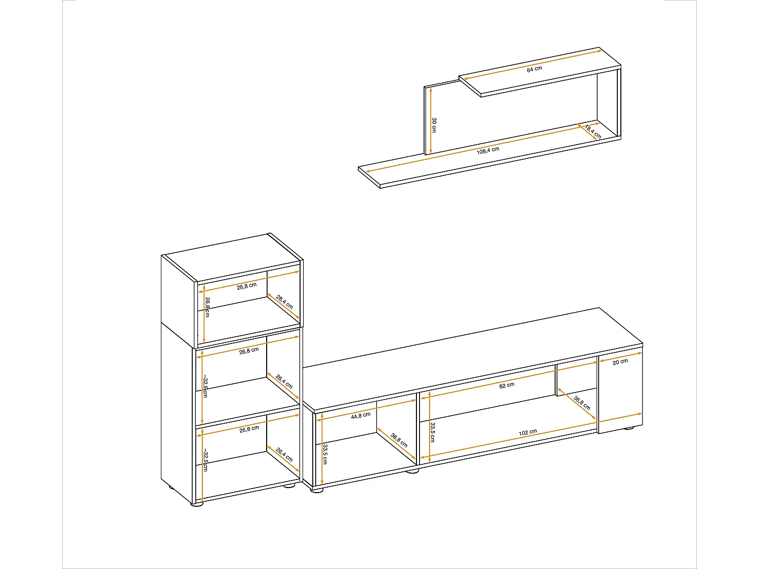 Parete attrezzata moderna stile minimalista 200x160 antracite e rovere PAP138