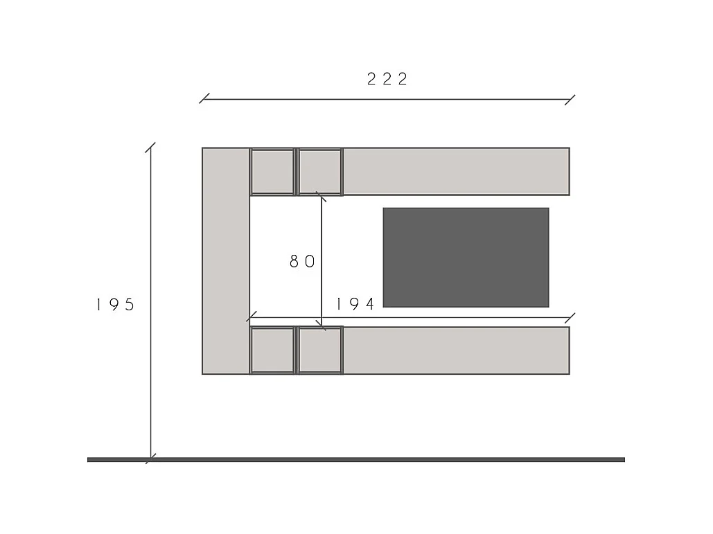 Parete attrezzata sospesa 223x195 cm beige e noce PAL76