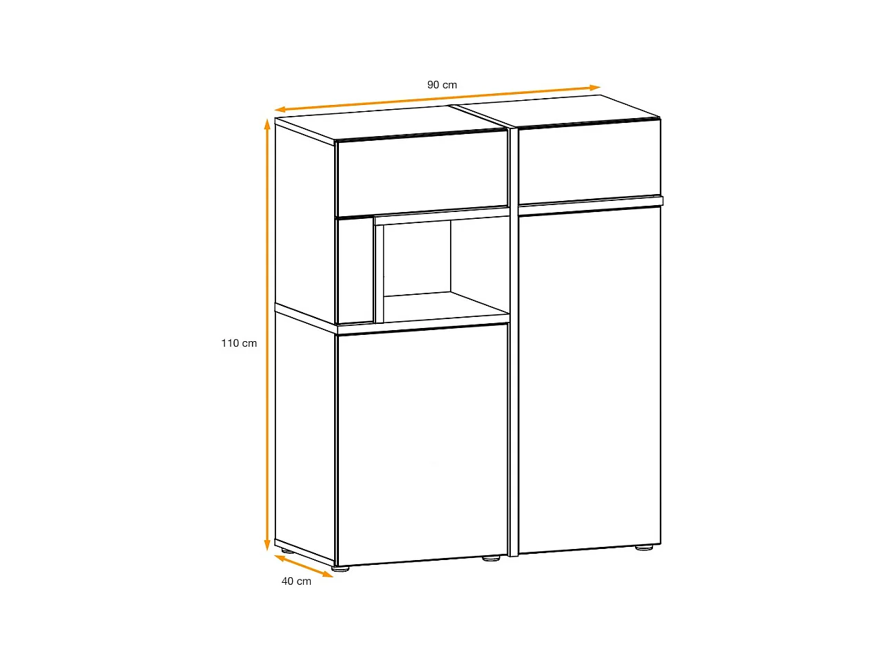 Parete attrezzata 150x195cm design moderno e stampa a strisce rovere e nero PAP33