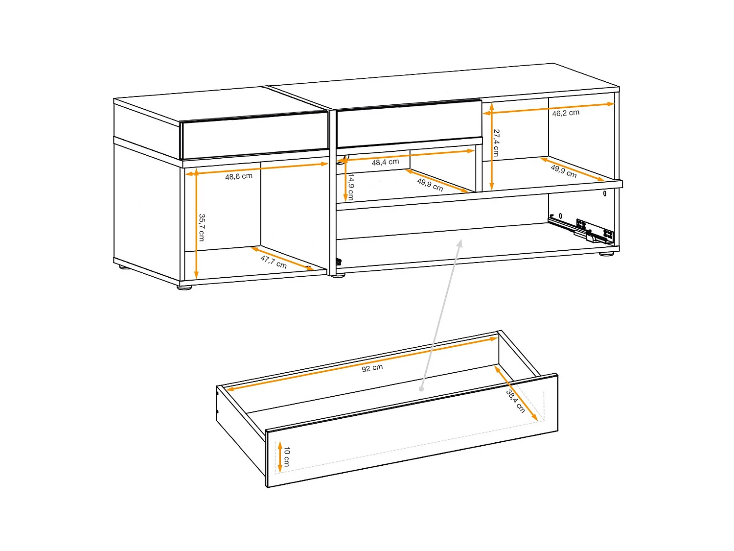 Parete attrezzata 150x195cm design moderno e stampa a strisce rovere e nero PAP33
