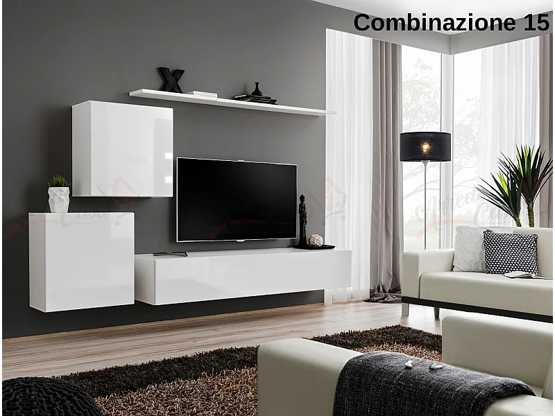 Parete attrezzata moderna mobile TV PAP49 250x150 bianco