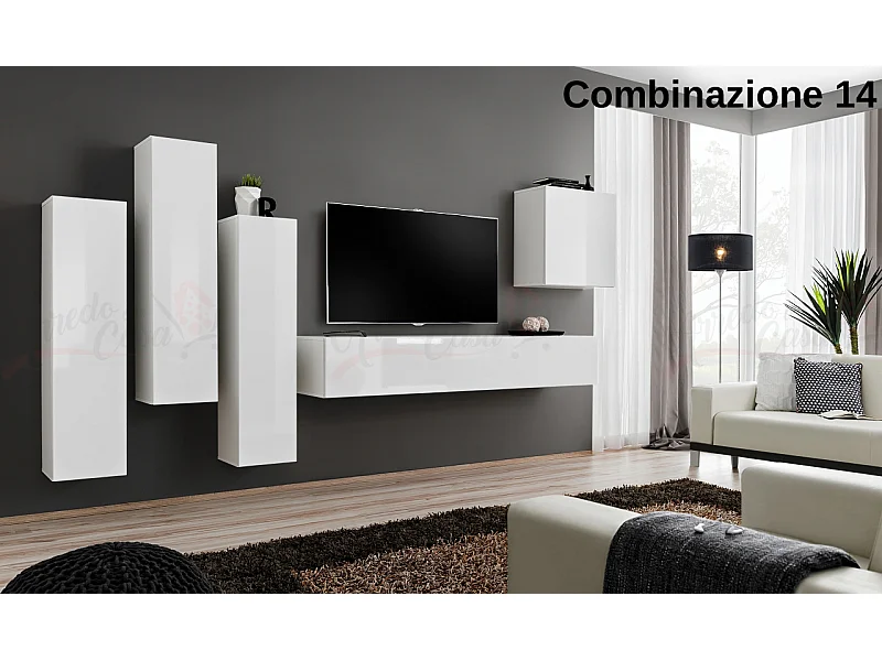 Parete attrezzata soggiorno sospesa PAP47 270x160 bianco