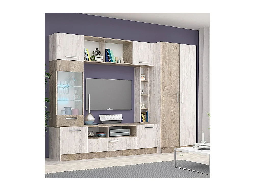 Parete attrezzata moderna rovere bianco/rovere sbiancato SG1