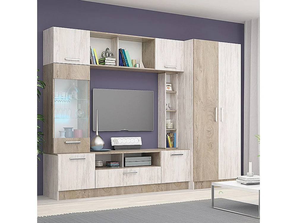 Parete attrezzata moderna rovere bianco/rovere sbiancato SG1