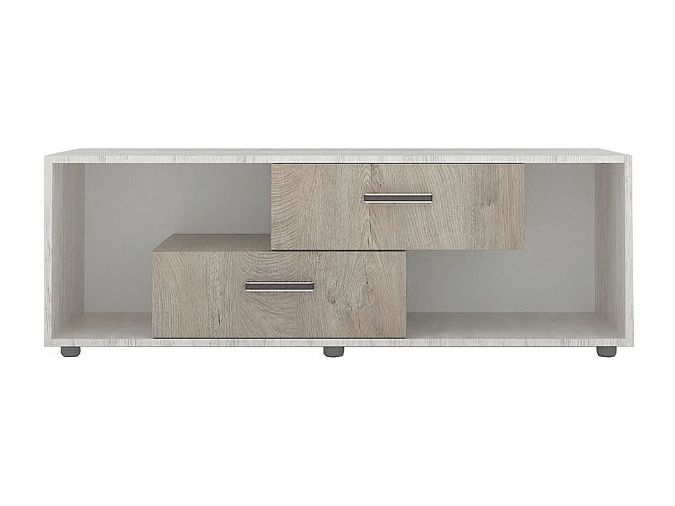 Parete attrezzata modulare con vetrinetta e mensola in rovere e rovere scuro e rovere bianco SG31