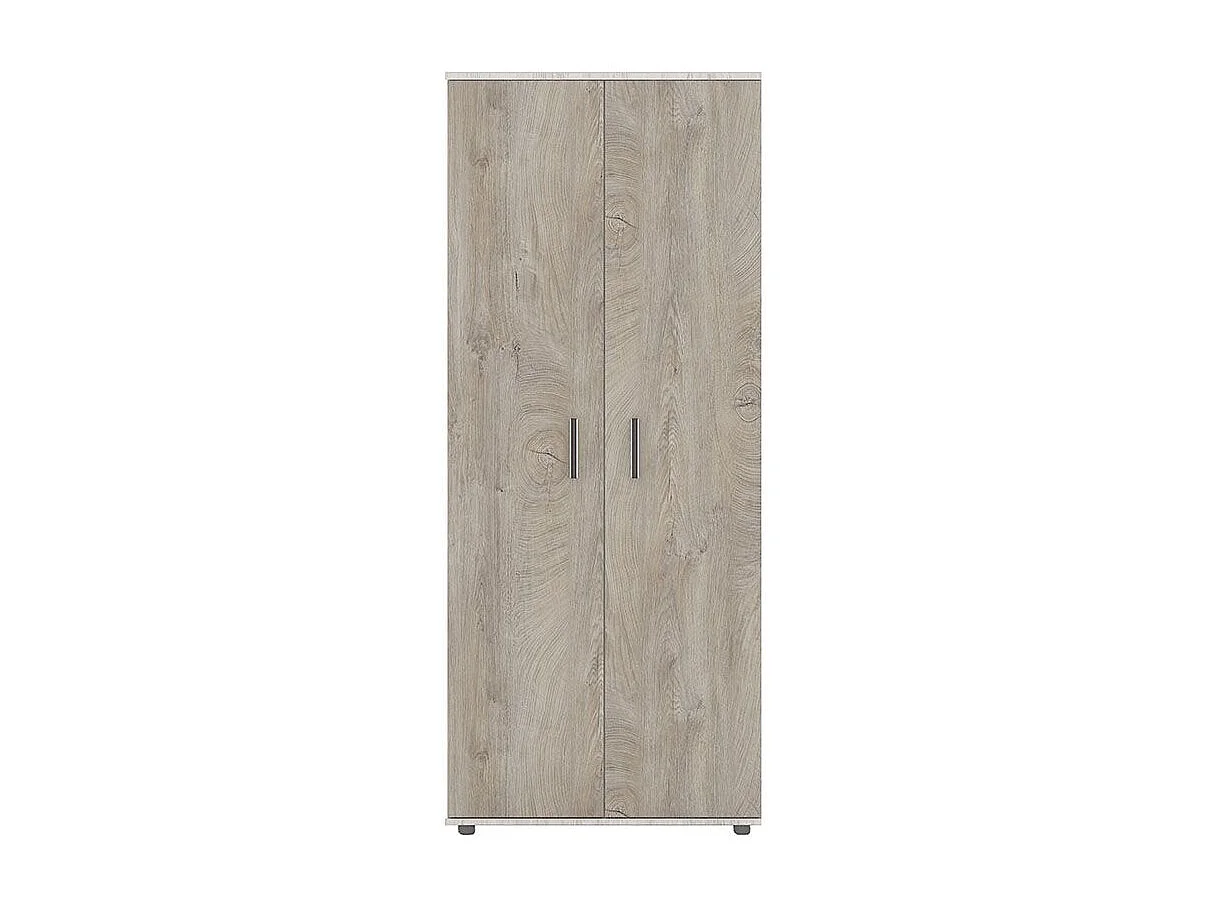 Parete attrezzata modulare con vetrinetta e mensola in rovere e rovere scuro e rovere bianco SG31