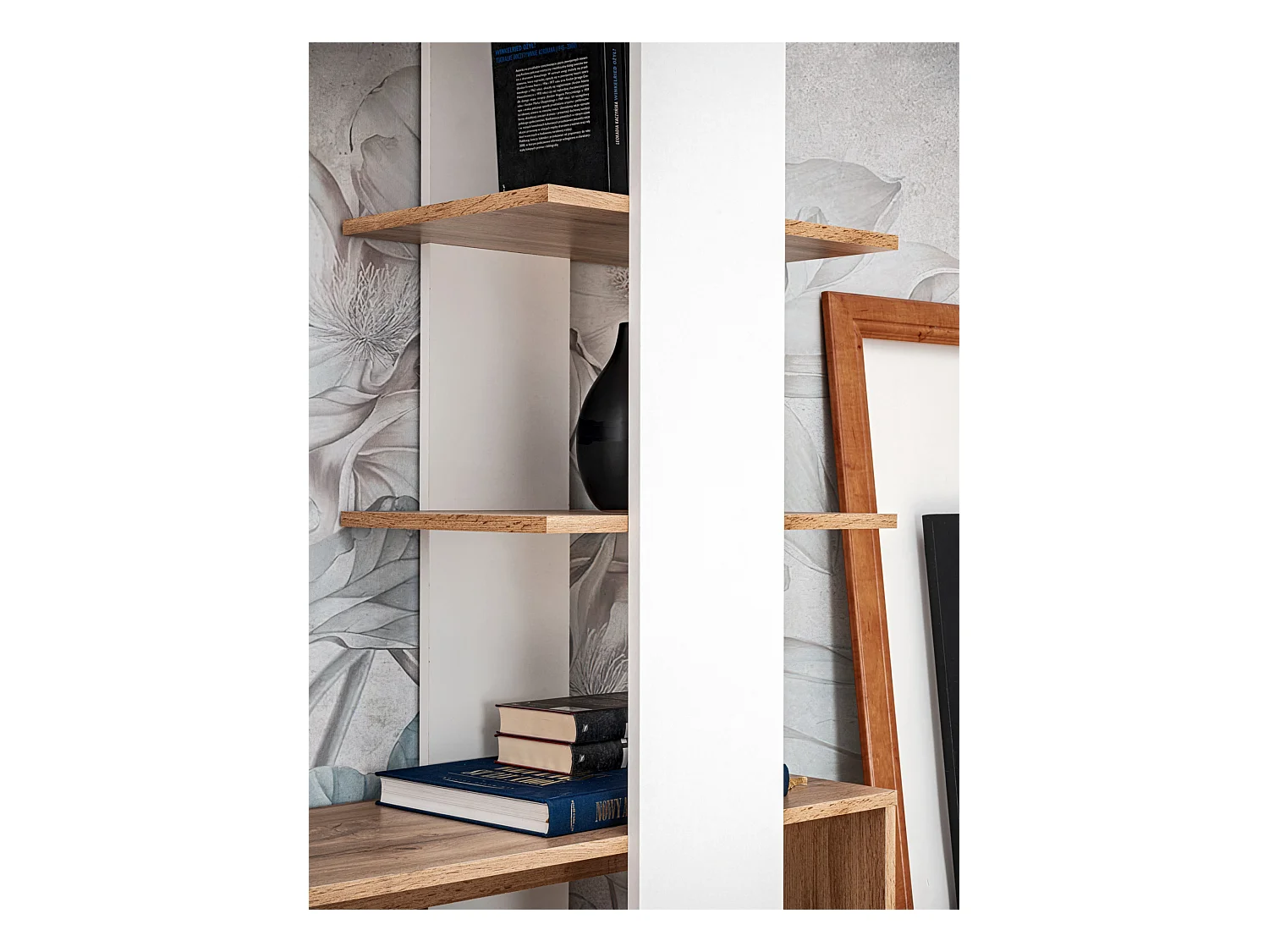 Parete attrezzata da soggiorno moderna 190x152 PAP142 rovere e bianco opaco