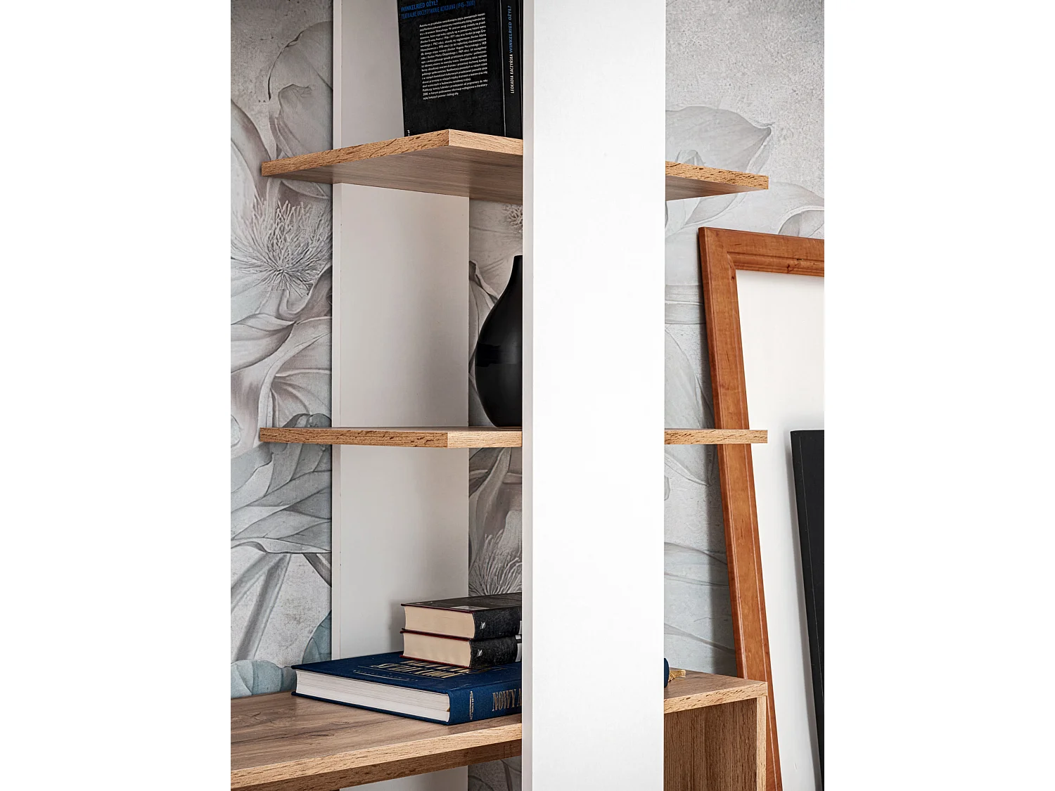 Parete attrezzata da soggiorno moderna 190x152 PAP142 rovere e bianco opaco