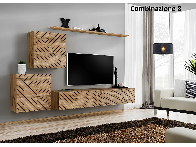 Parete attrezzata moderna mobile TV PAP49 250x150 rovere