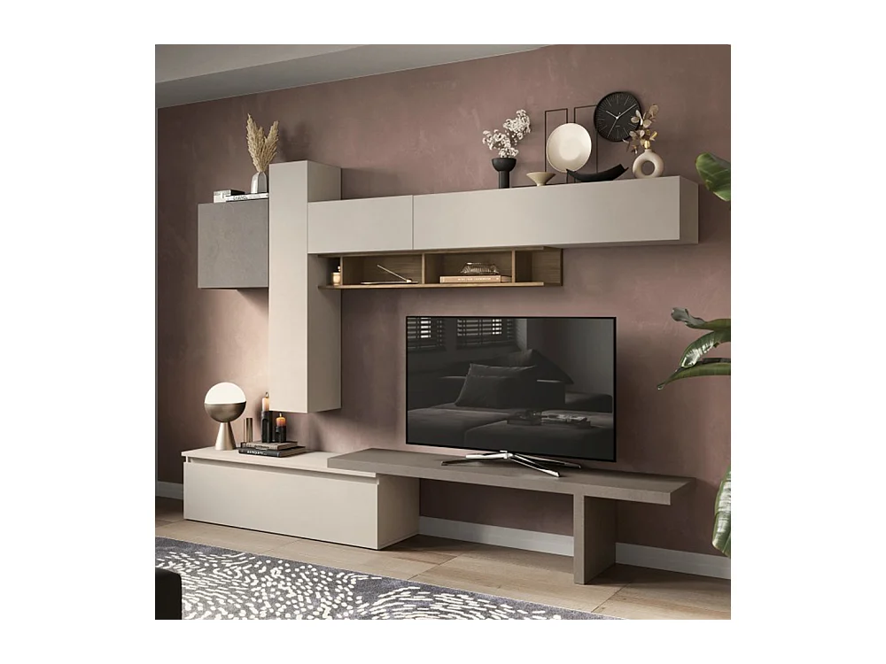 Parete attrezzata elegante 290x210 cm bronzo, beige, noce PAL61