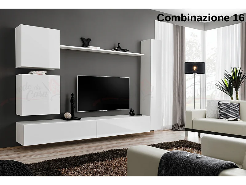 Parete attrezzata soggiorno design moderno PAP52 280x180 bianco