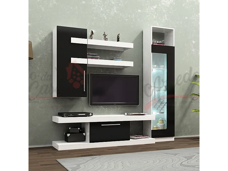 Parete attrezzata moderna per soggiorno bianca e nerq SG5