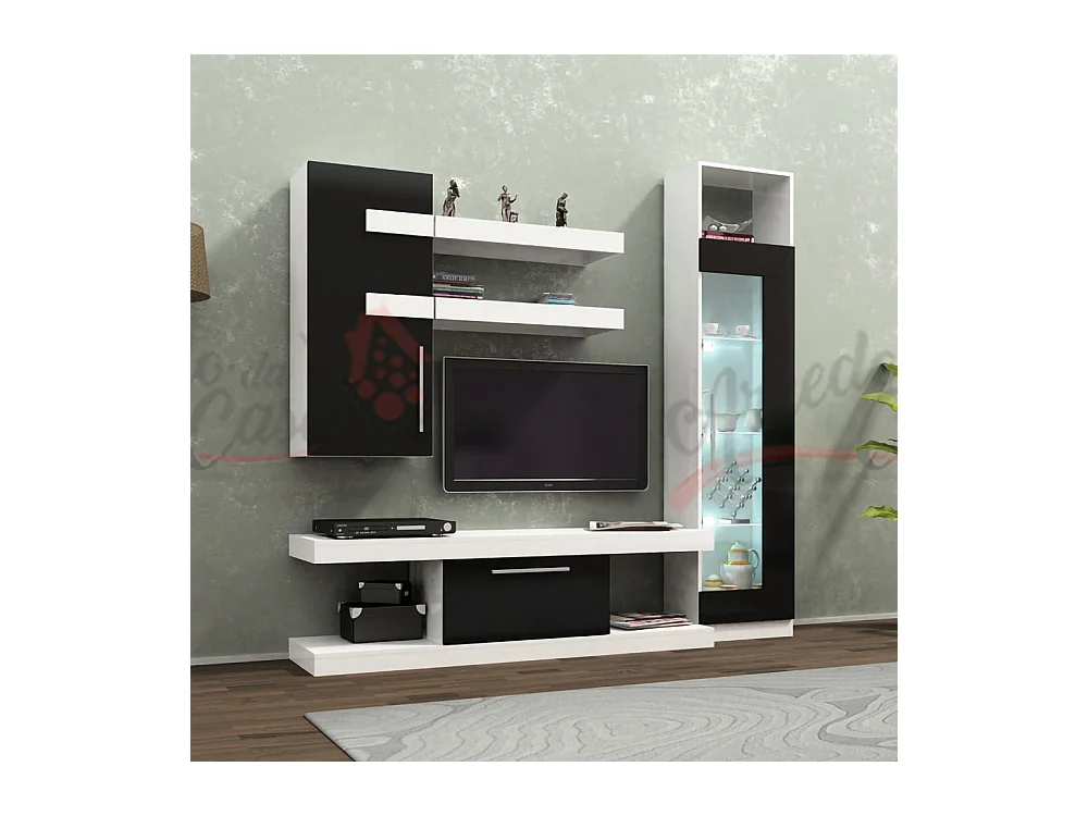 Parete attrezzata moderna per soggiorno bianca e nerq SG5