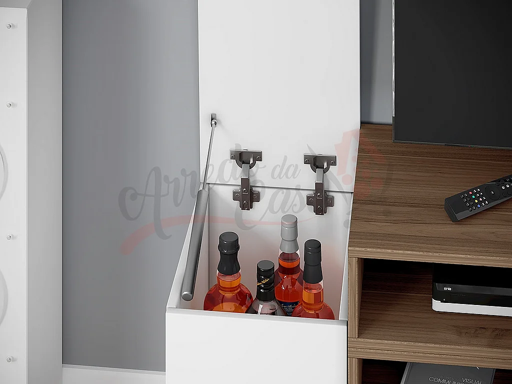 Parete attrezzata per salotto porta TV PAI6 190x58,2 effetto legno bianco