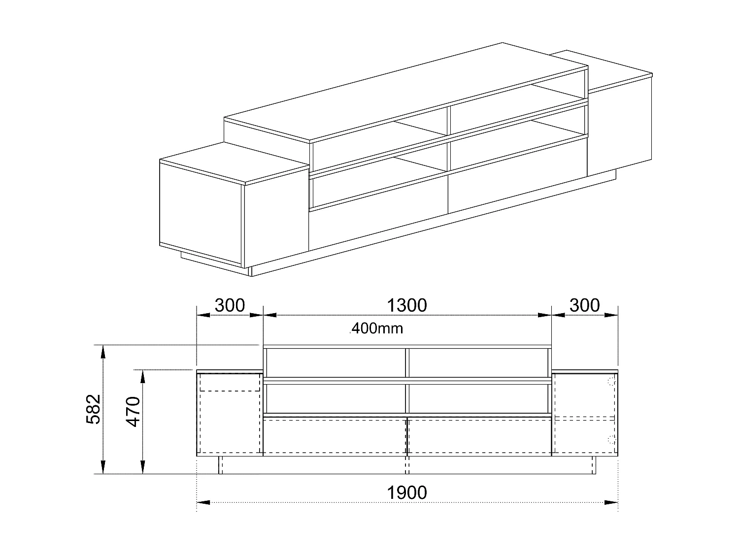 Parete attrezzata per salotto porta TV PAI6 190x58,2 effetto legno bianco