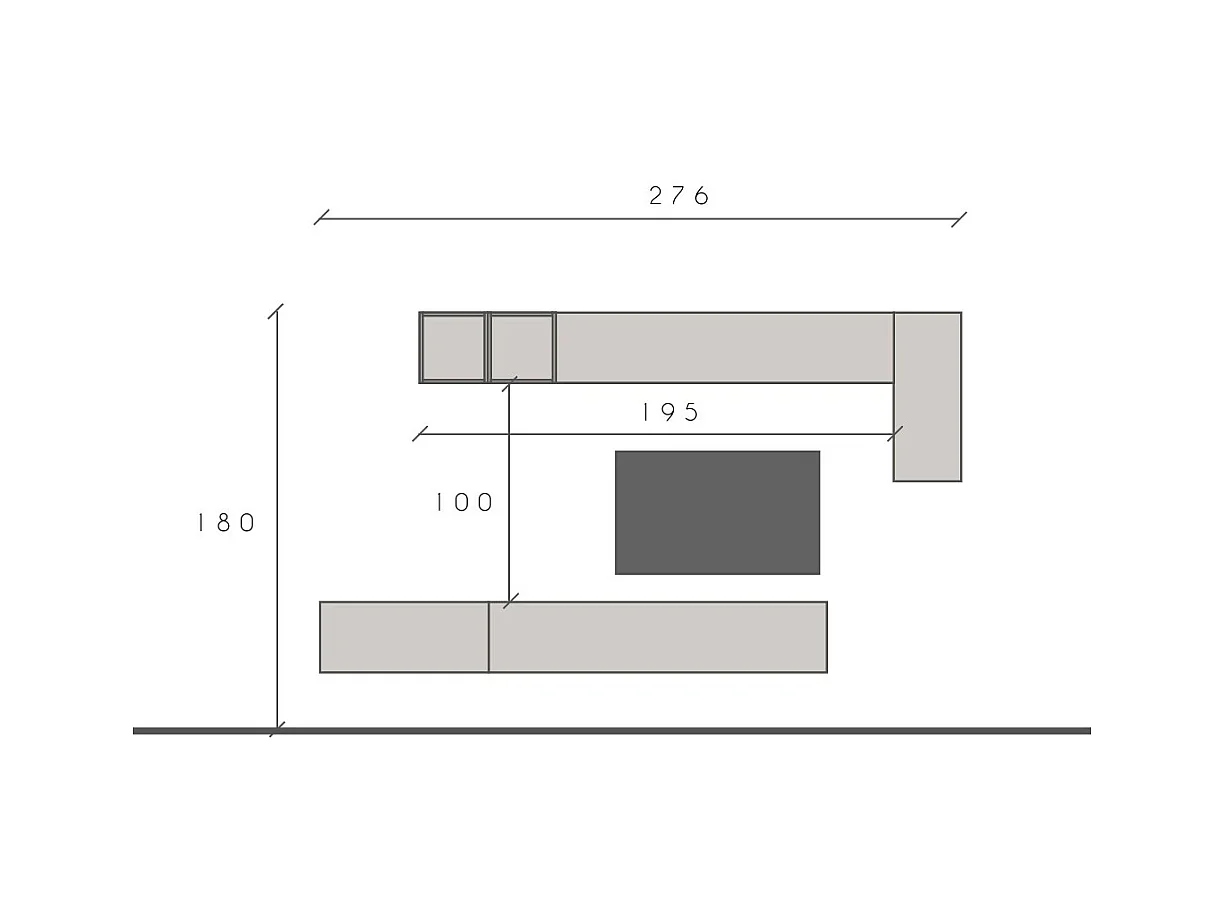 Parete attrezzata sospesa 276x180 cm bianco lucido e rovere PAL48