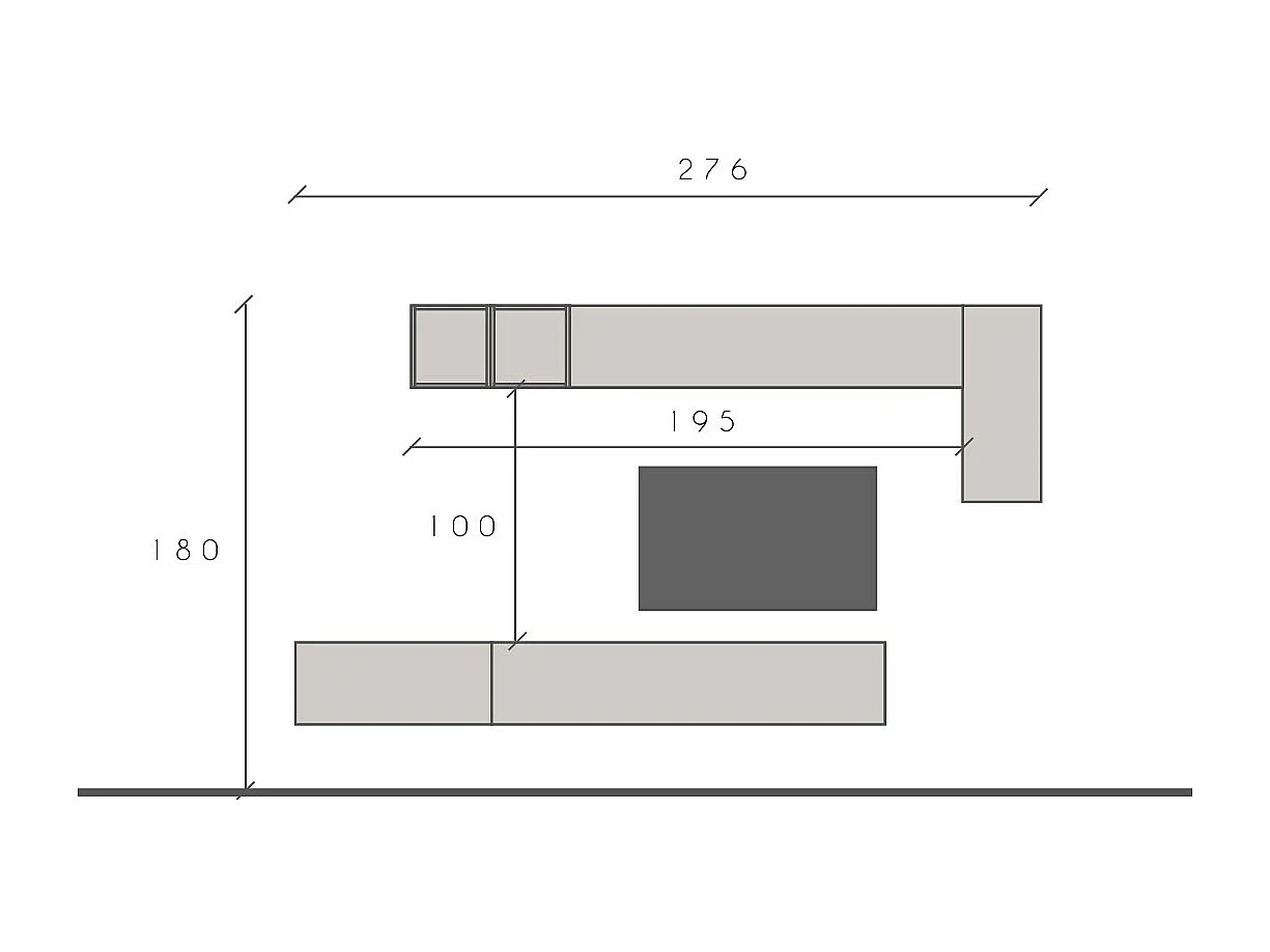 Parete attrezzata sospesa 276x180 cm bianco lucido e rovere PAL48
