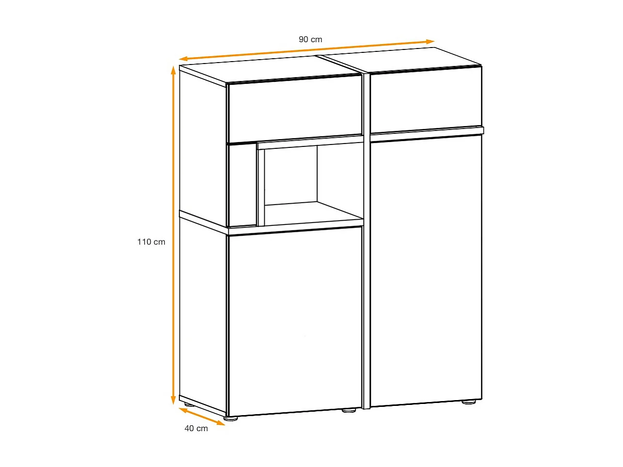 Parete attrezzata dal design moderno con luci LED 310x197 bianco PAP33