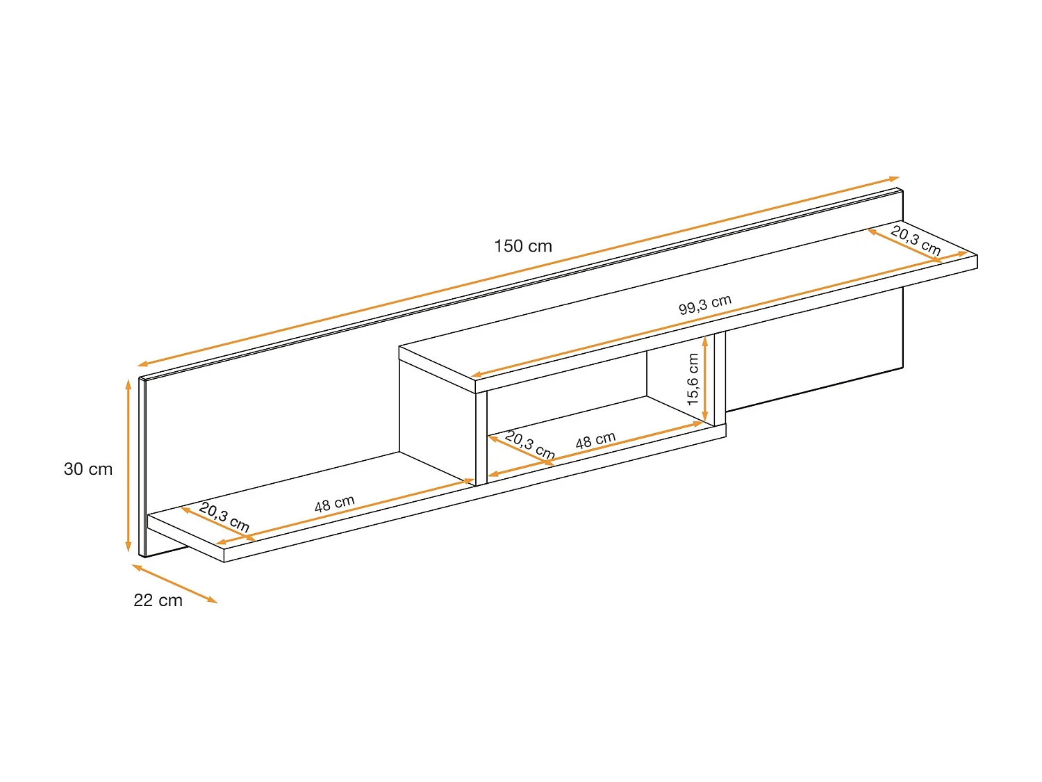 Parete attrezzata dal design moderno con luci LED 310x197 bianco PAP33