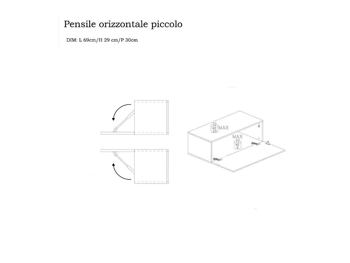 Parete attrezzata con libreria sospesa 345x164 cm bronzo e noce PAL21