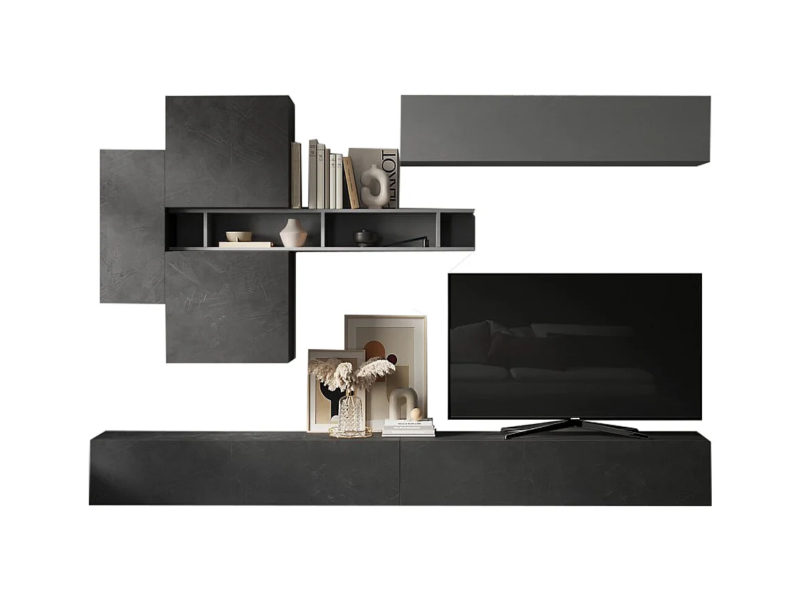 Parete attrezzata sospesa 276x210 cm grigio e piombo PAL51