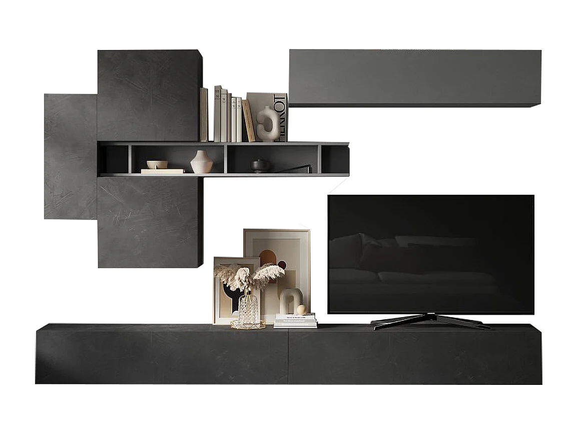 Parete attrezzata sospesa 276x210 cm grigio e piombo PAL51