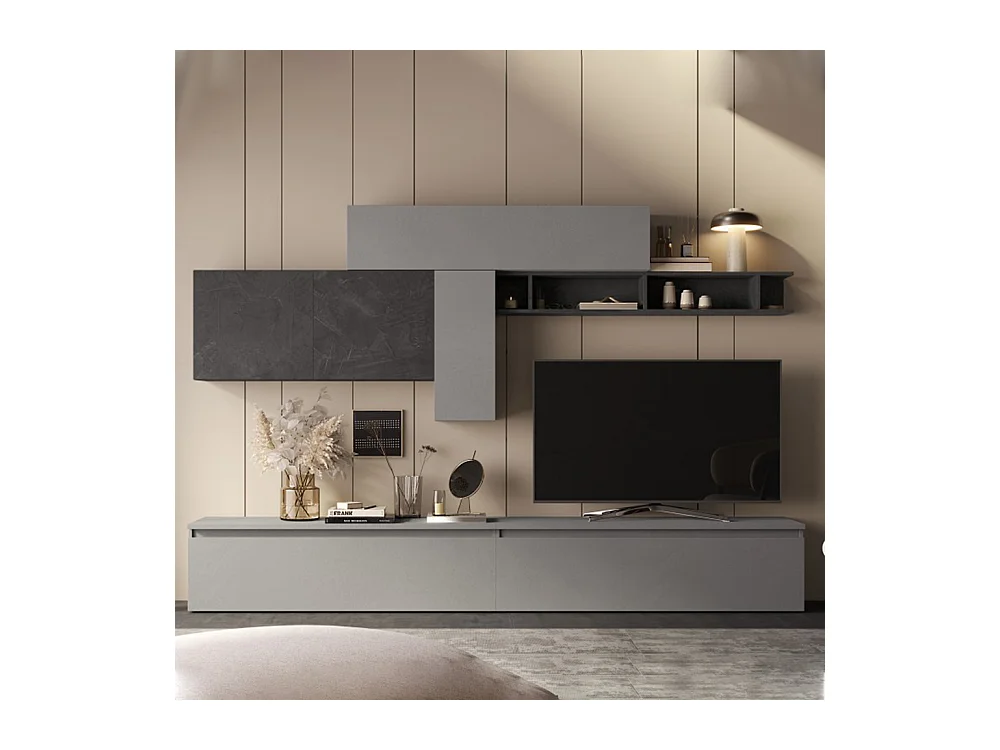 Parete attrezzata moderna 276x180 cm grigio e piombo PAL31