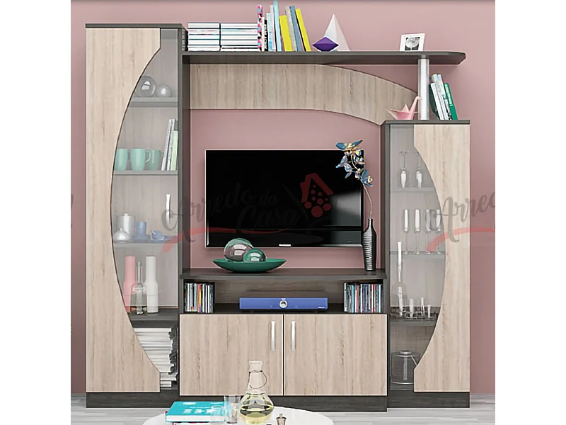 PareParete attrezzata TV grigio carbone e rovere sonoma SG9