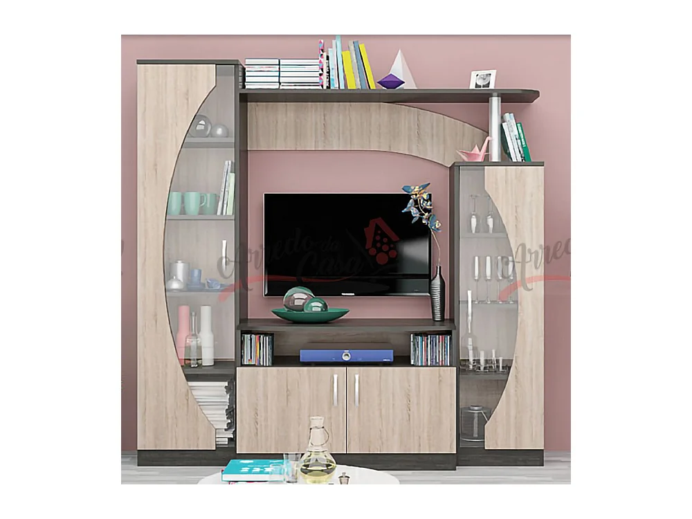 PareParete attrezzata TV grigio carbone e rovere sonoma SG9