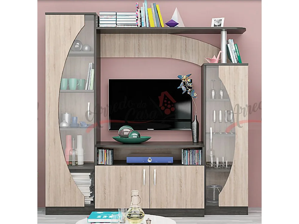 PareParete attrezzata TV grigio carbone e rovere sonoma SG9