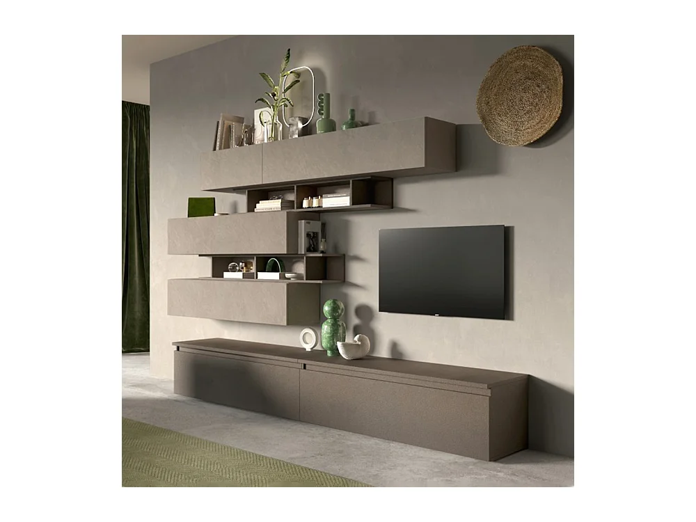 Parete attrezzata moderna 276x190 cm argilla e bronzo PAL34