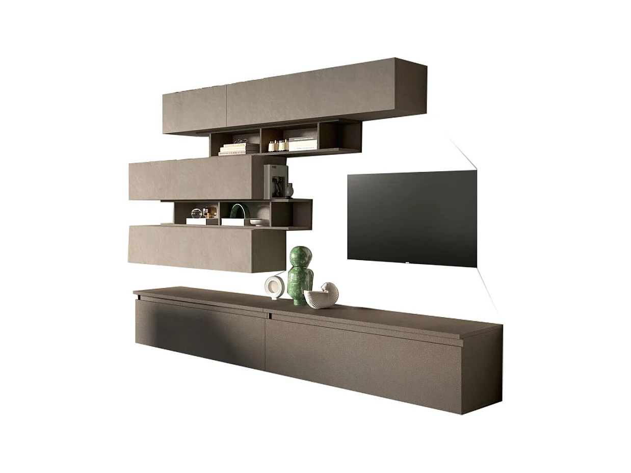 Parete attrezzata moderna 276x190 cm argilla e bronzo PAL34