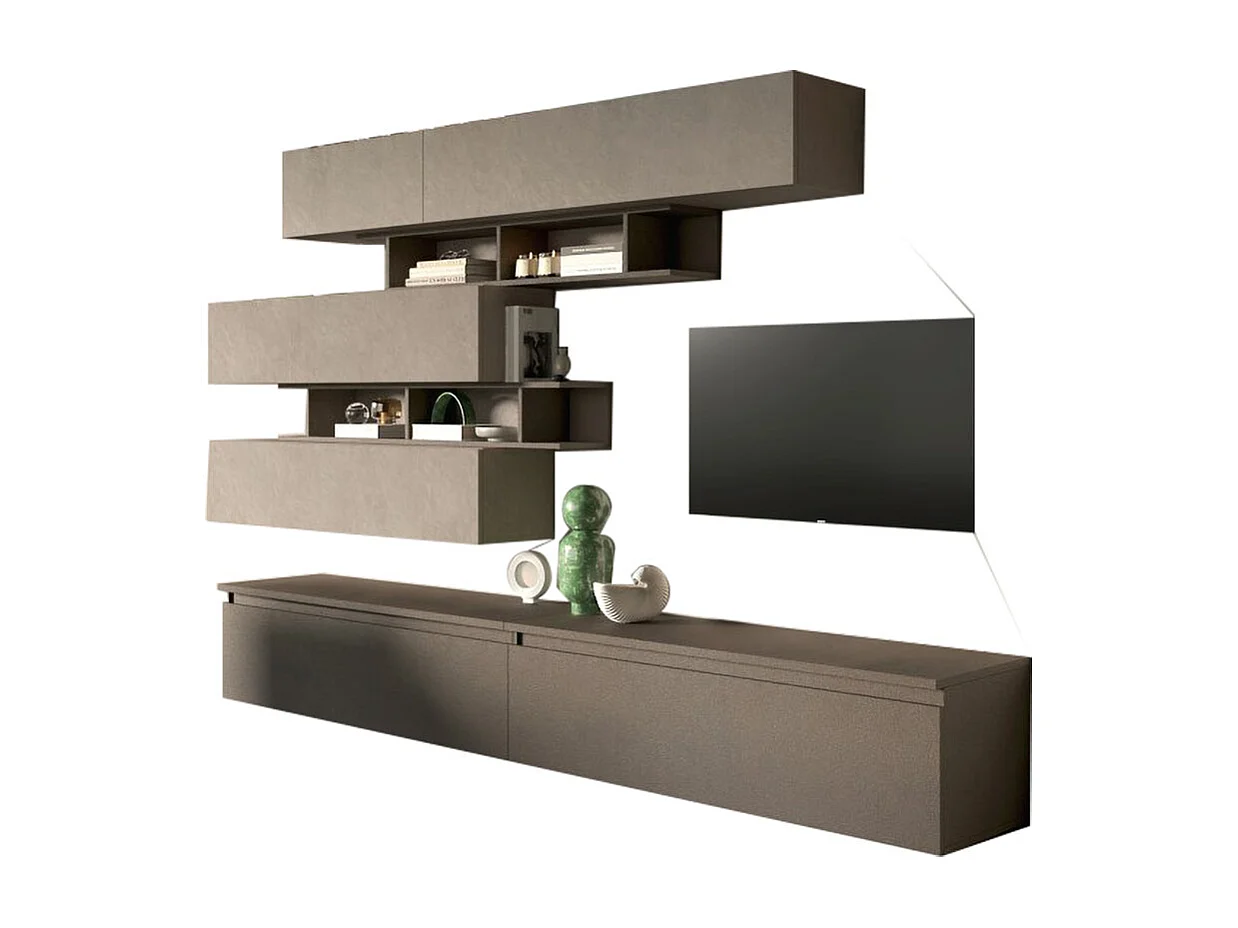 Parete attrezzata moderna 276x190 cm argilla e bronzo PAL34