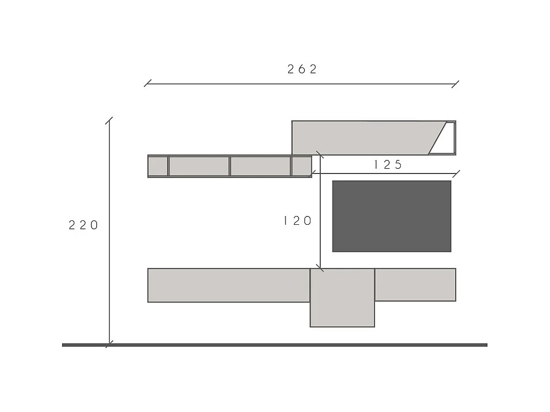 Parete attrezzata sospesa 262x202 cm beige e piombo PAL68