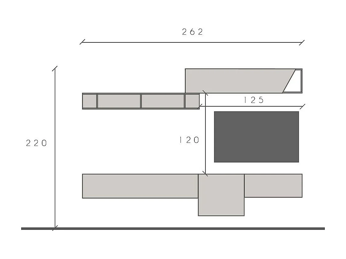 Parete attrezzata sospesa 262x202 cm beige e piombo PAL68