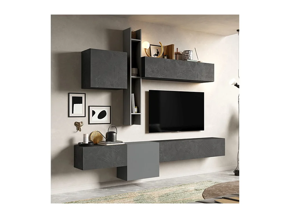 Parete attrezzata sospesa 262x220 cm grigio e piombo PAL20