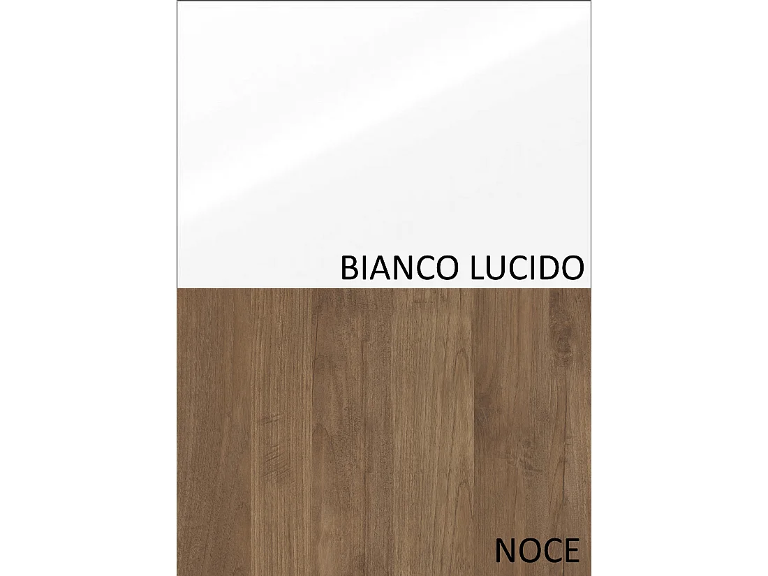 Parete attrezzata elegante 280x202 cm bianco lucido e noce PAL62