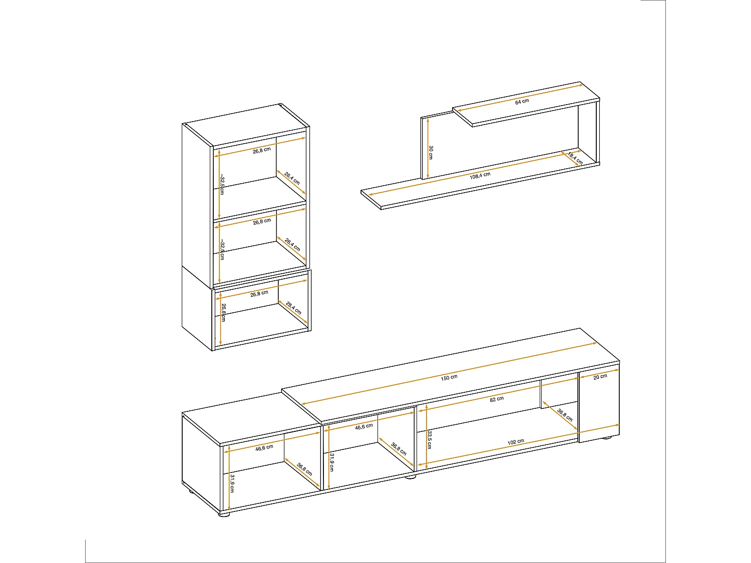 Parete attrezzata dal design moderno con cassetto PAP139 200x170 antracite e rovere