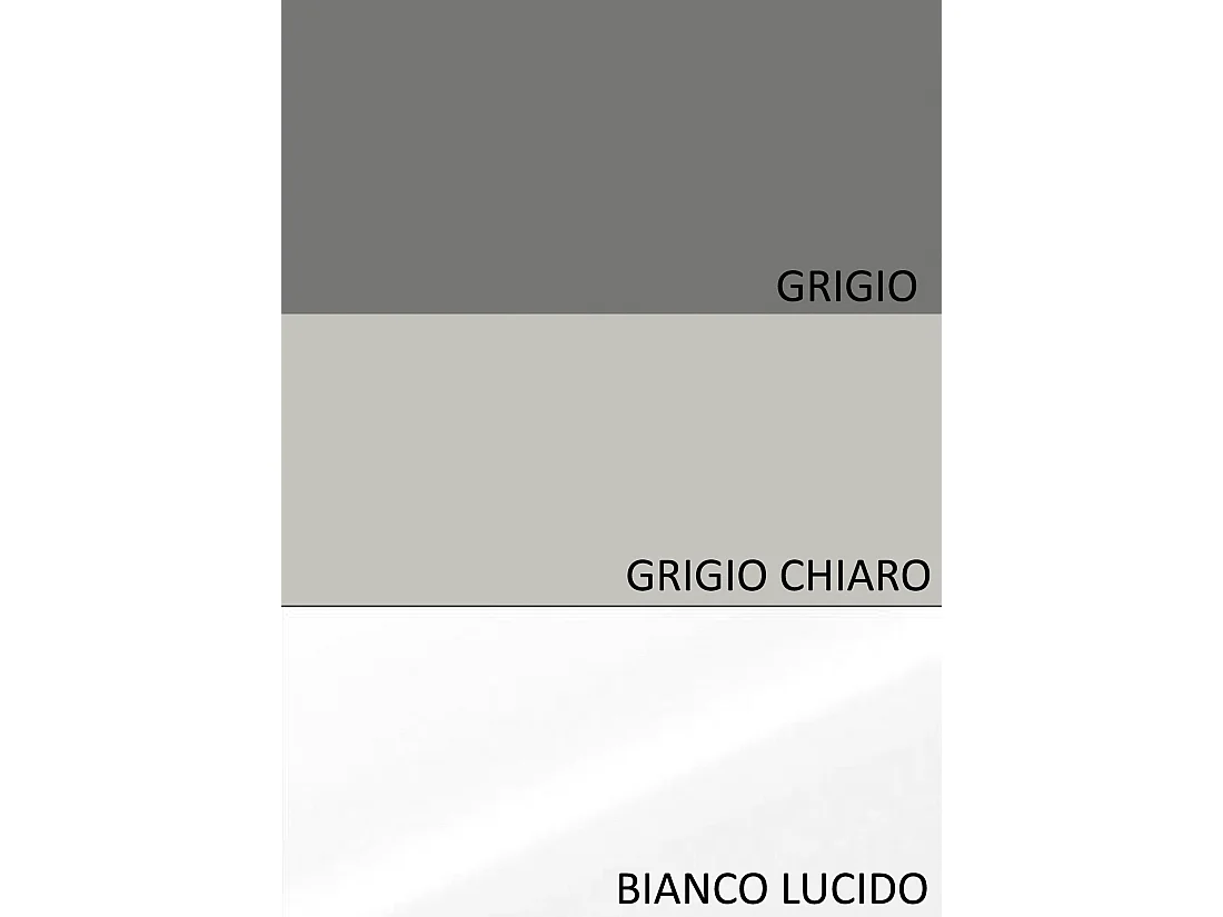 Parete attrezzata elegante 280x202 cm bianco lucido, grigio chiaro e piombo PAL64