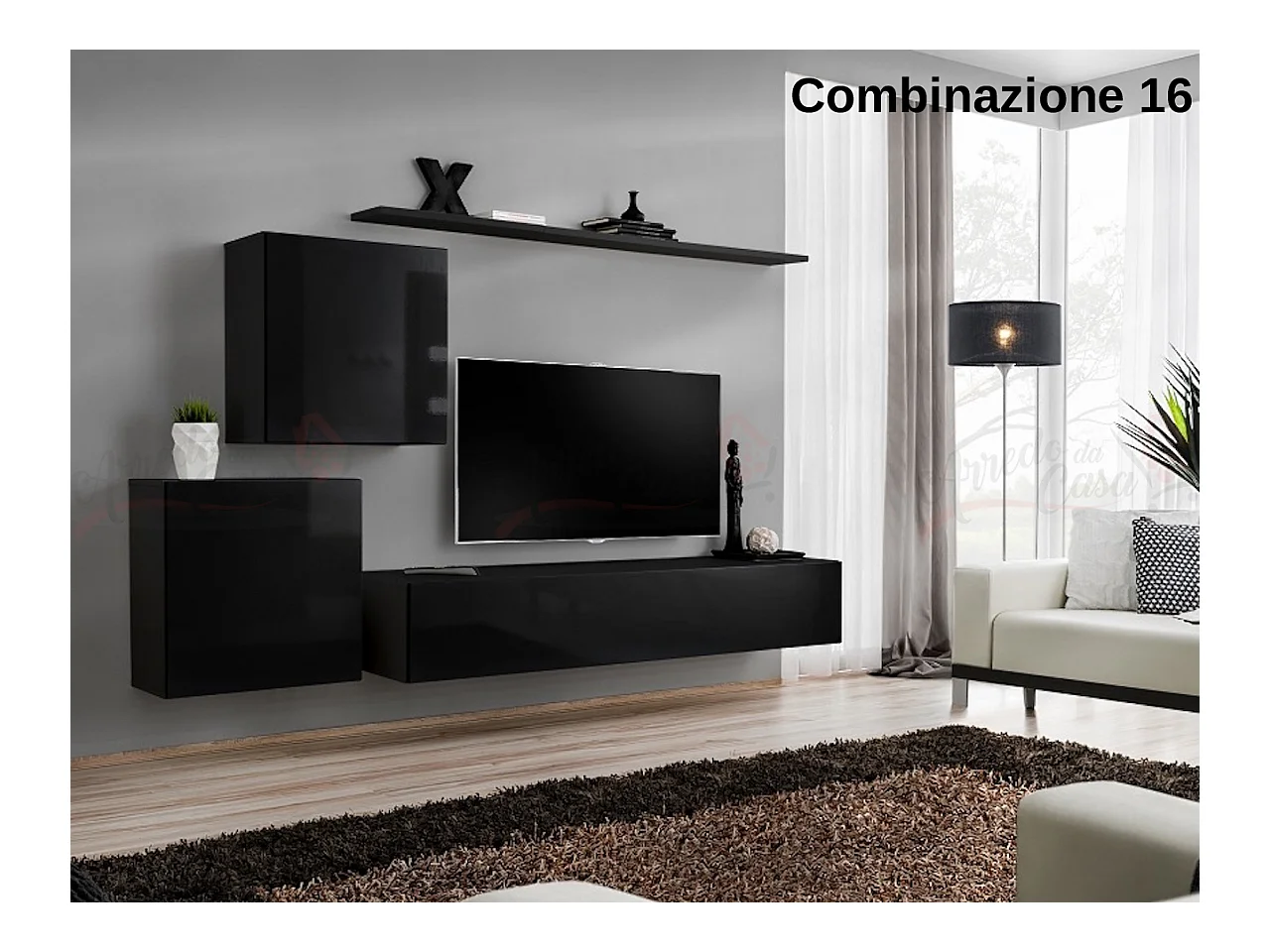 Parete attrezzata moderna mobile TV PAP49 250x150 nero