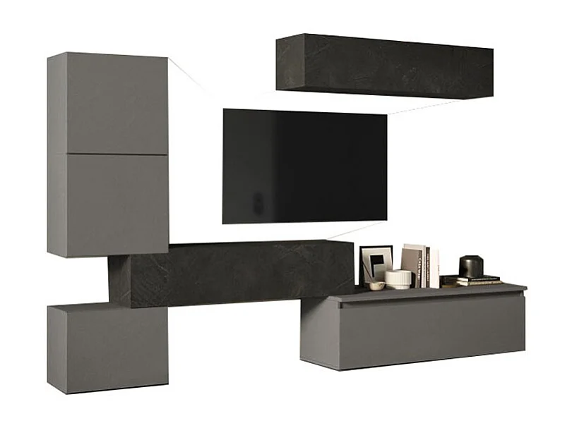 Parete attrezzata moderna 290x190 cm grigio e piombo PAL24