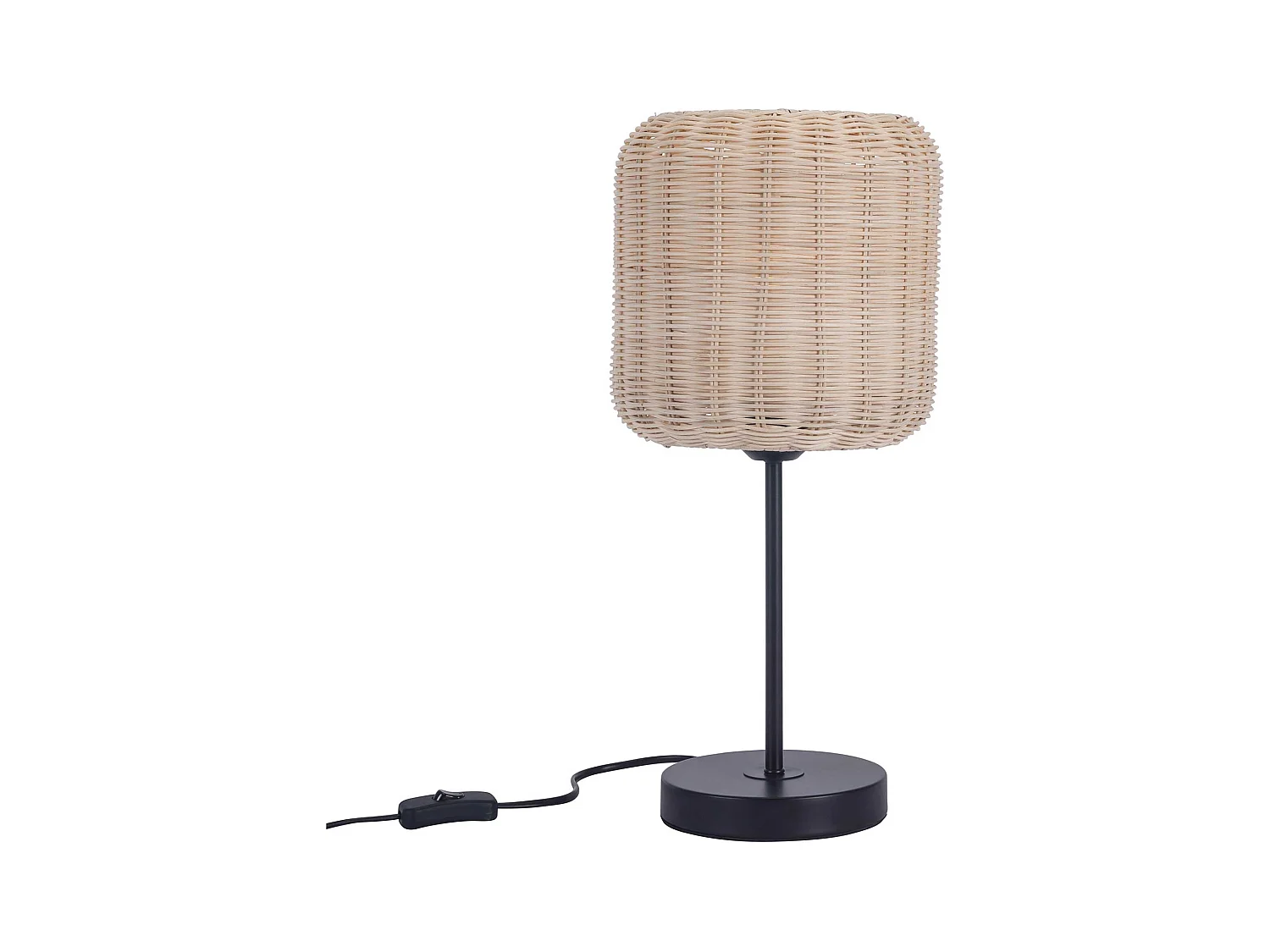 Lampe de table Cortic en rotin naturel/noir pour ampoule E27