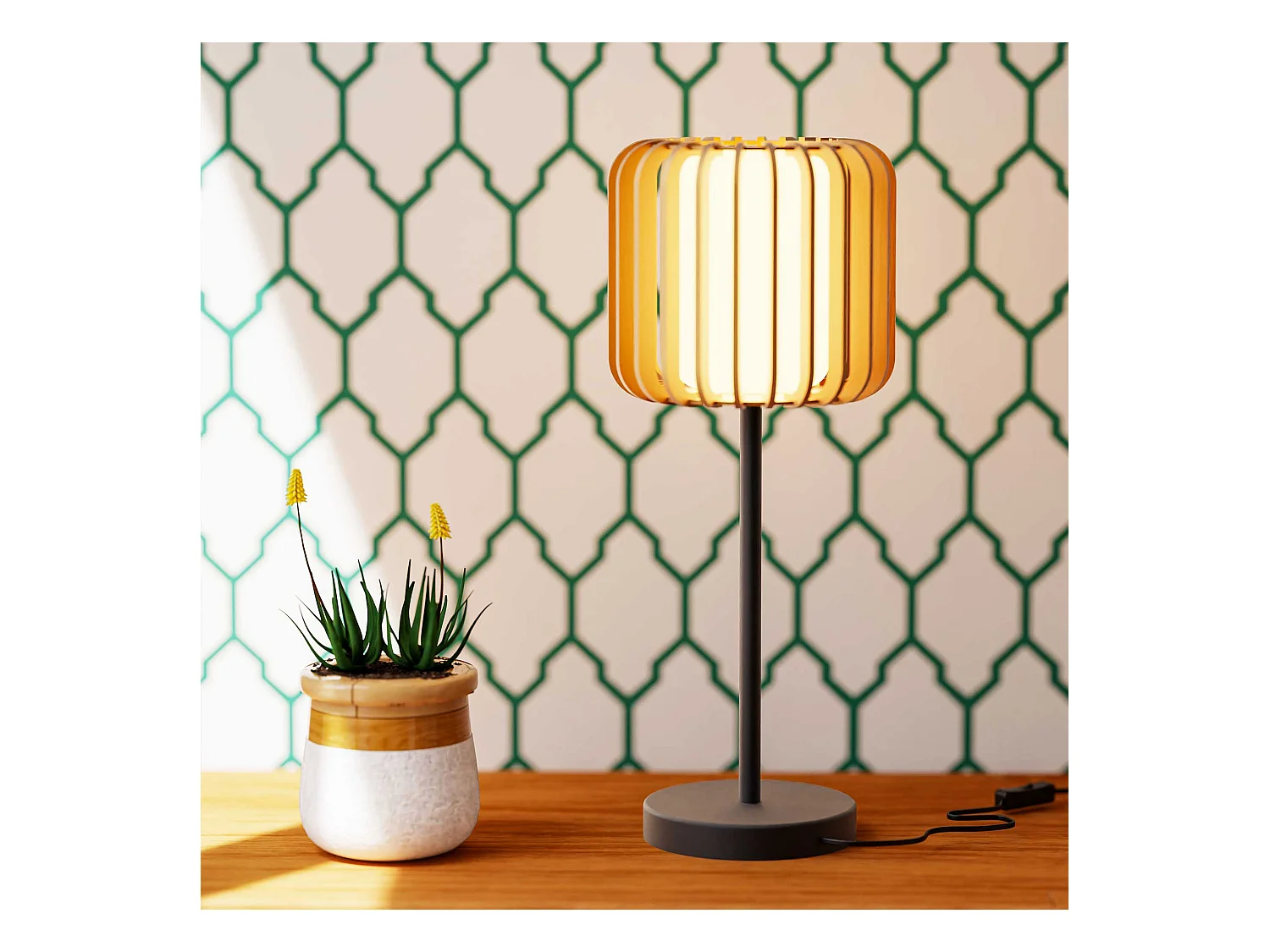 Lampe de table en bois et métal VIVA