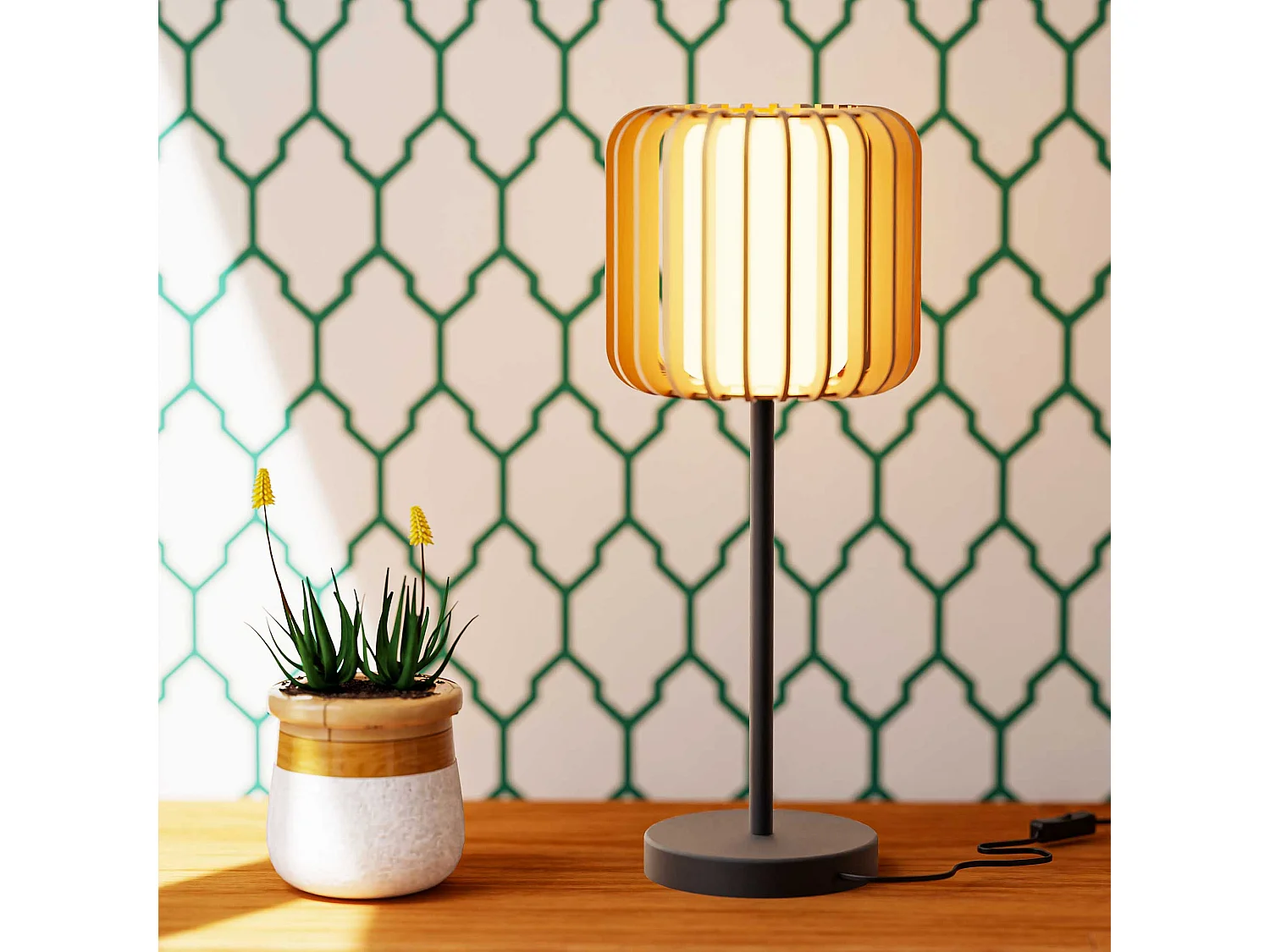 Lampe de table en bois et métal VIVA