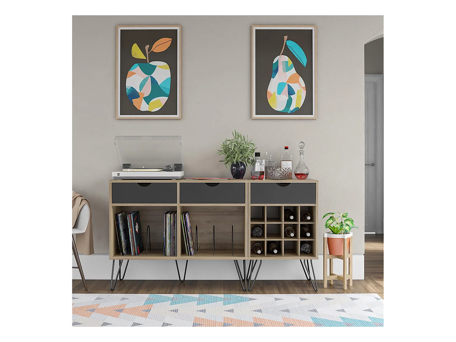 Concord | Meuble de rangement pour boissons en aspect bois naturel