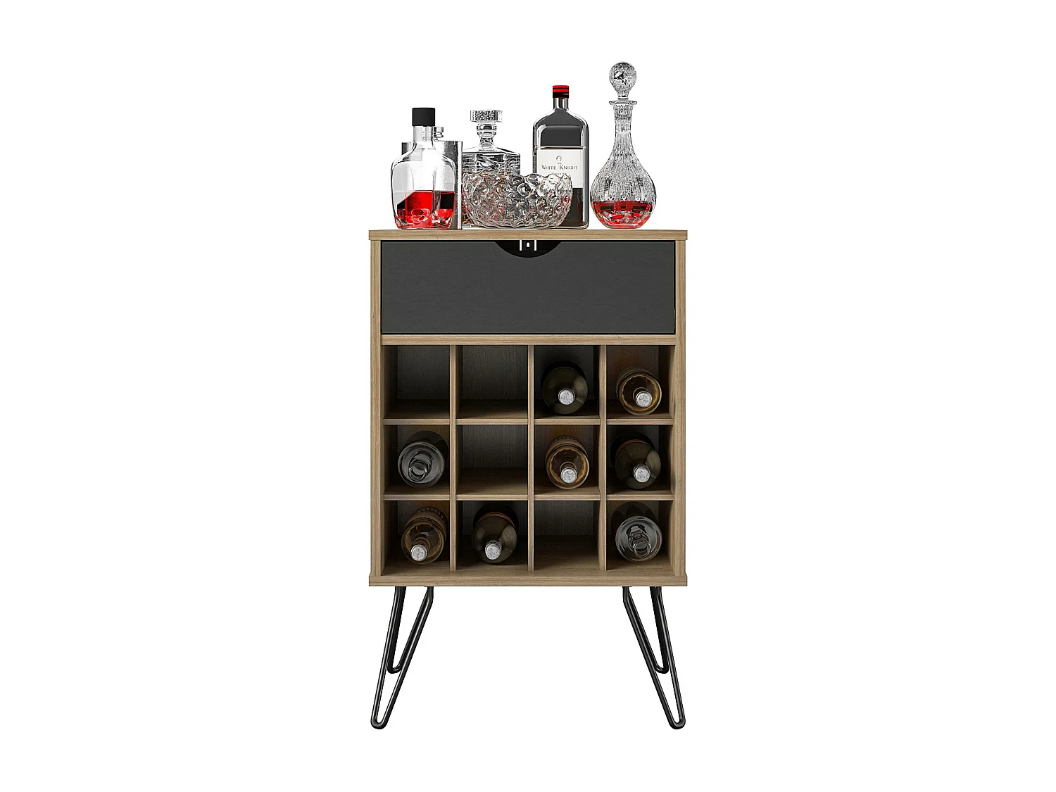 Concord | Mueble contenedor de bebidas en efecto de madera natural
