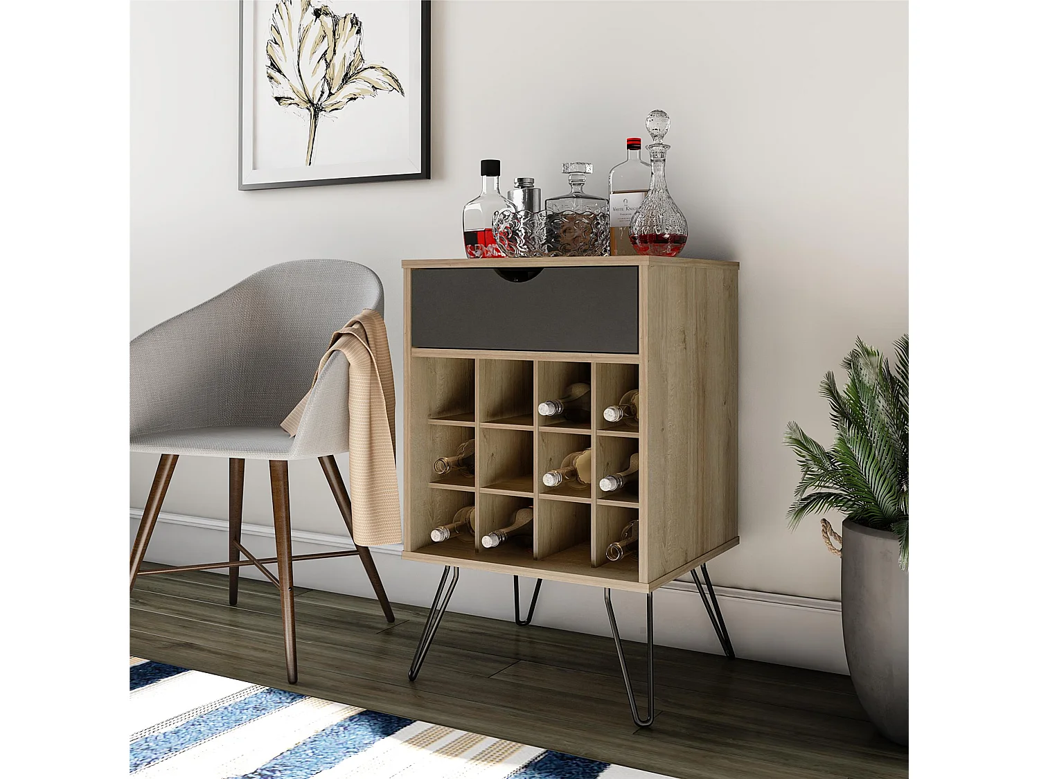 Concord | Mueble contenedor de bebidas en efecto de madera natural