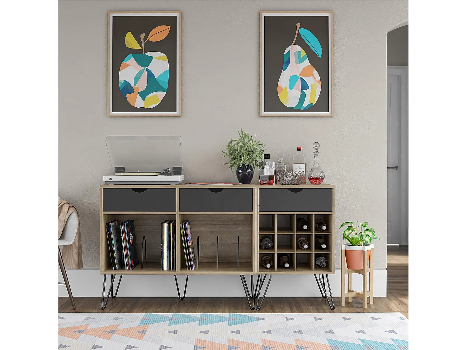 Concord | Meuble de rangement pour boissons en aspect bois naturel