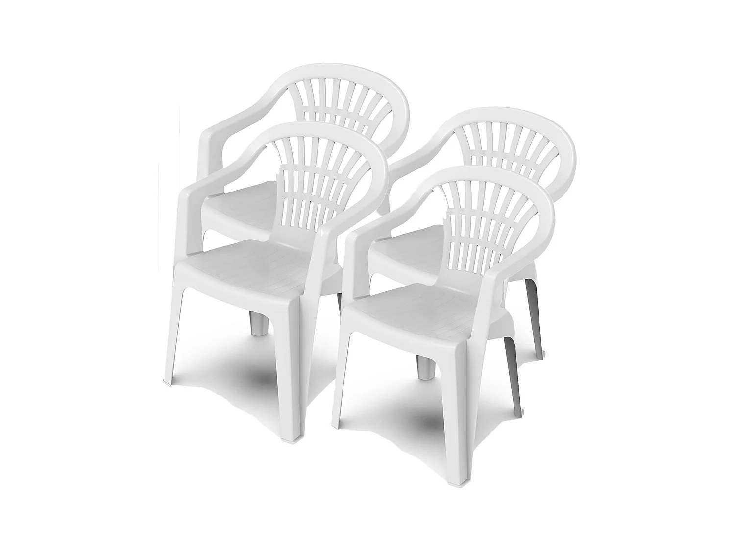 Lot de 4 chaises de jardin empilables en résine coloris blanc - Longueur 57 x Profondeur 57 x Hauteur 80 cm -JUANIO-