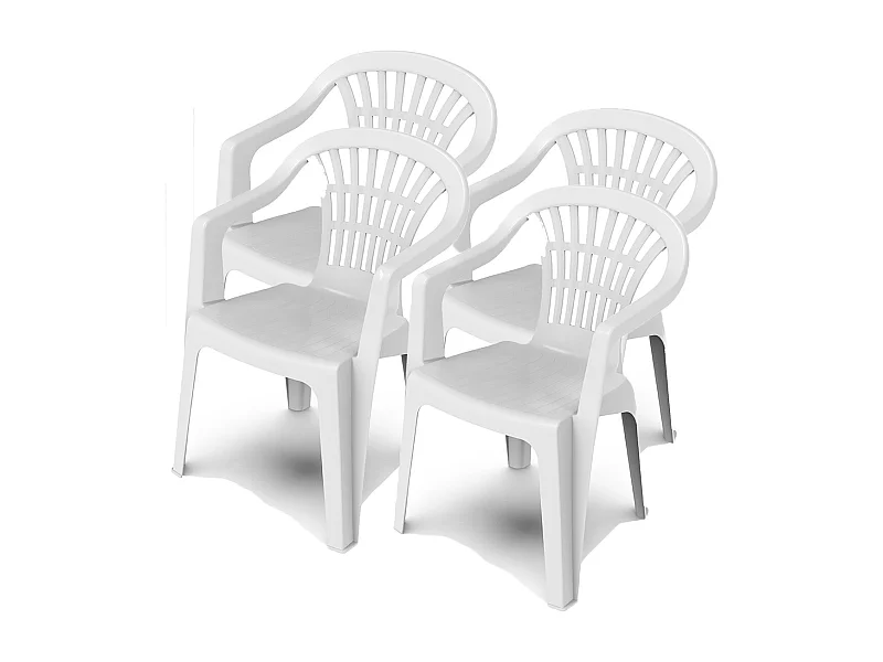 Lot de 4 chaises de jardin empilables en résine coloris blanc - Longueur 57 x Profondeur 57 x Hauteur 80 cm -JUANIO-